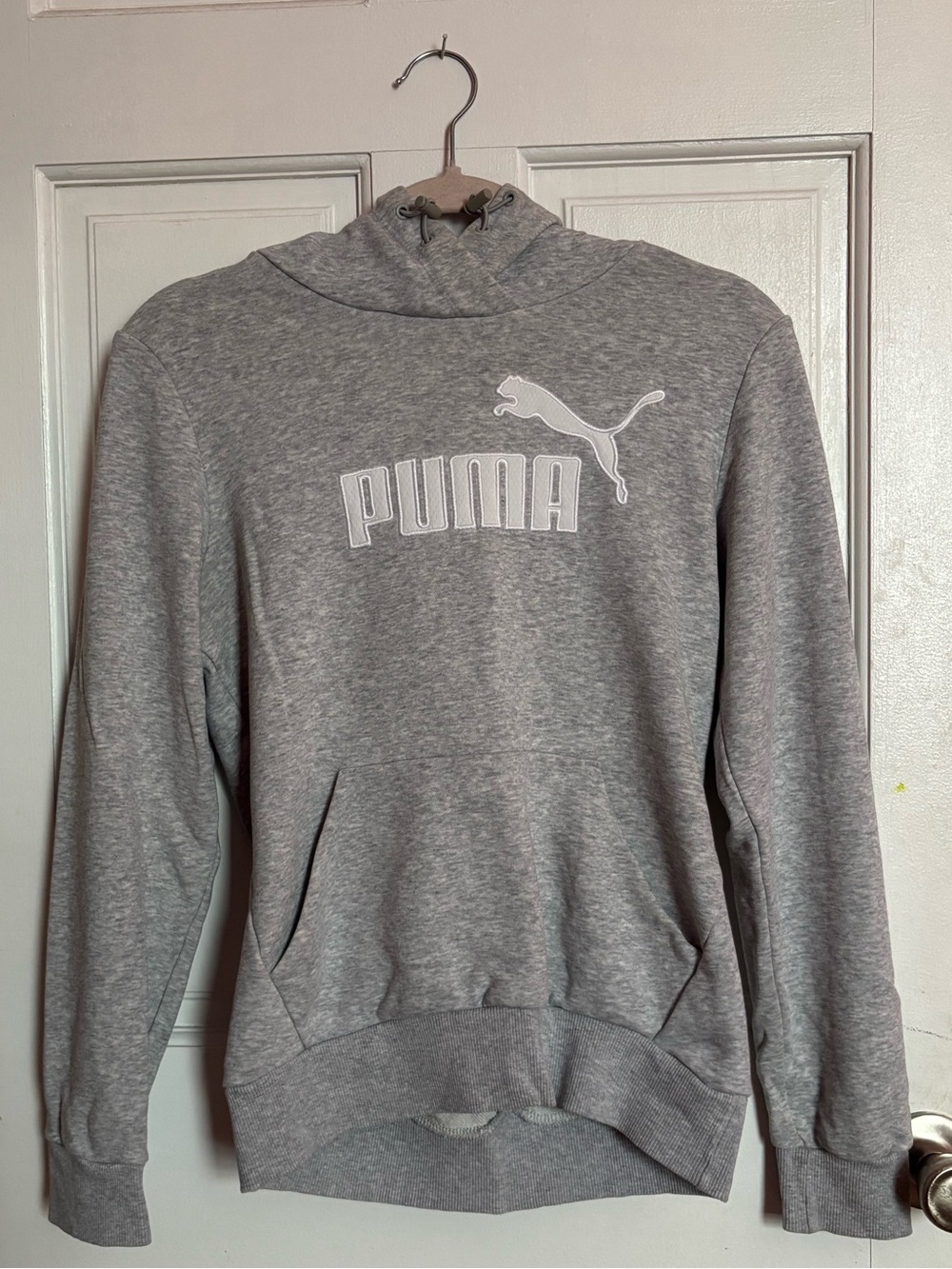 Puma Light Gray Pullover Hoodie with Logo